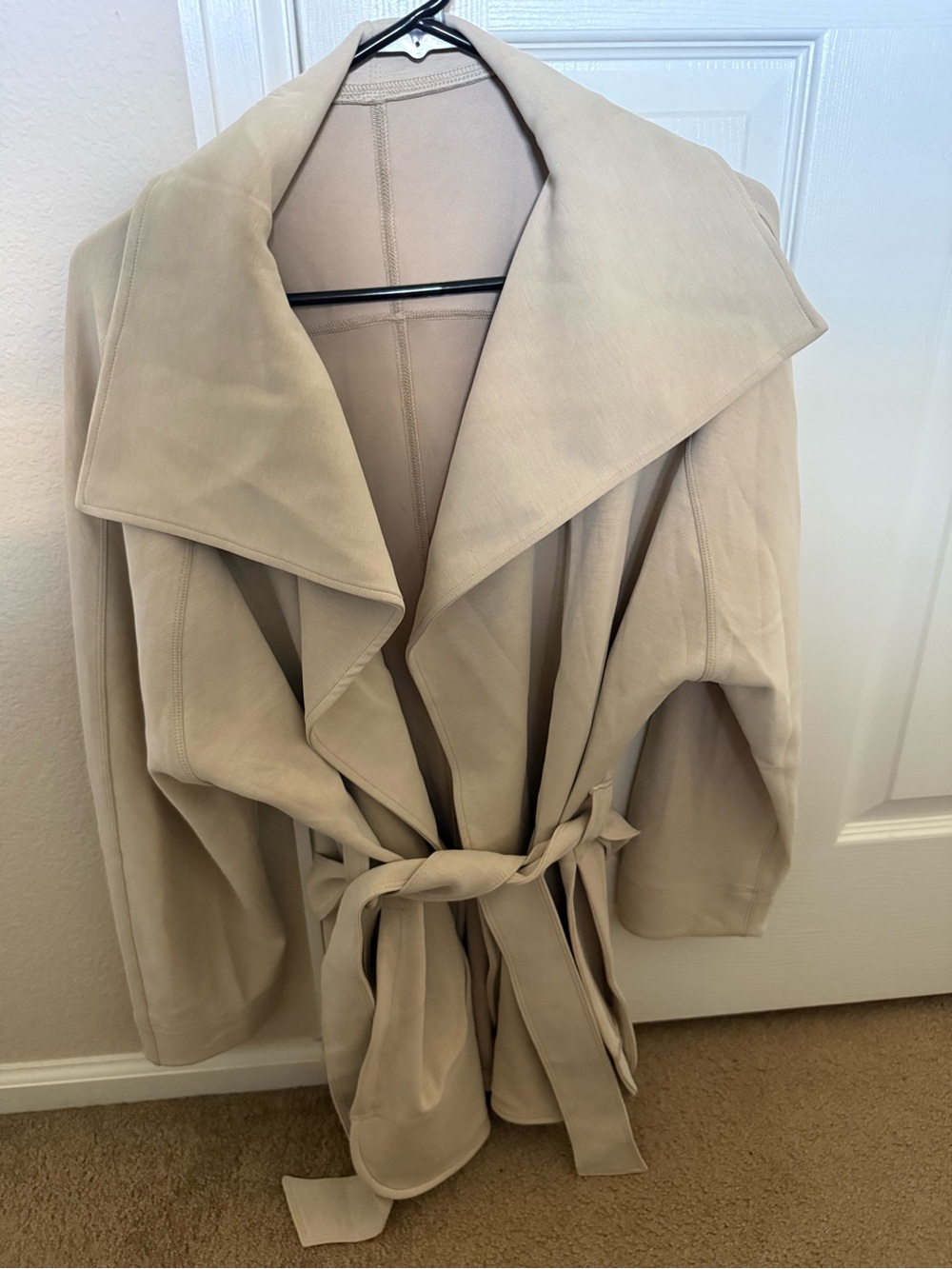 lululemon athletica M/L Light Beige Draped Coat with Tie Belt